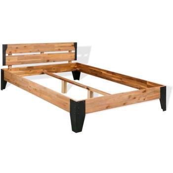 Solid Acacia Wood and Steel Bed Frame 152x203 cm (59.8x79.9)