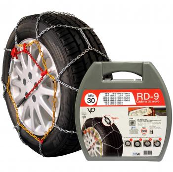 RD9 - Cadenas de nieve metálicas RD9 mm, talla Nº 30, set 2 uds, guantes incluidos