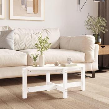 Mesa de centro de madera maciza de pino 87x48x35 cm en color natural, blanco y gris, ideal para salón o comedor, también conocida como mesita auxiliar o mesa de café