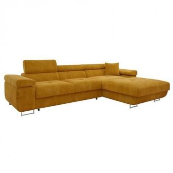 Sofá rinconero Torezio Mini con función de descanso, caja de ropa de cama y cabezales ajustables, 280x170x70-90 cm