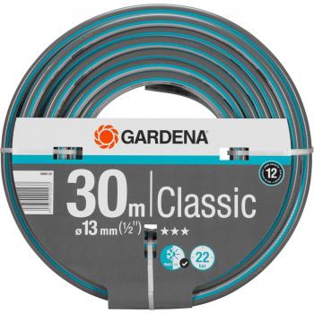Gardena Manguera de jardín Classic 30 m, 13 mm (1/2'), antitorsión, sin fugas de agua, presión de ruptura de 22 bar, color azul y gris