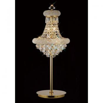 Lámpara de mesa Alexetra 5 Bombillas oro / cristal, estilo francés, acabado en oro, con cinco bombillas y detalles en cristal