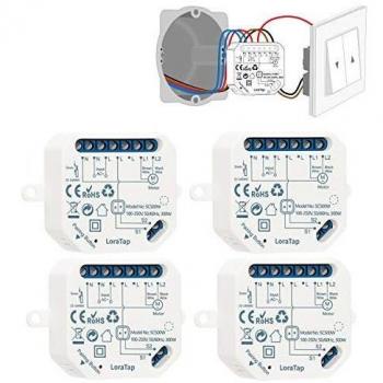 LoraTap Interruptor Persianas WiFi, 4 Piezas Relé de Persiana Temporizador Inteligente para Cortina Eléctrica, Control Remoto por Teléfono, Compatible con Alexa y Google Home para Control de Voz, 300W