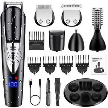 NWOUIIAY Cortapelos Hombre 10en1 Multifuncional Máquina de Cortar Pelo Impermeable Afeitadora Eléctrico para Hombres Cortapelos Nariz y Oreja Carga Rápida para Pelo Nariz Oreja Ceja Barba Vello