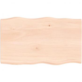 Mesa de Madera Maciza de Roble sin Tratar con Bordes Naturales 100x60x(2-4) cm Marrón
