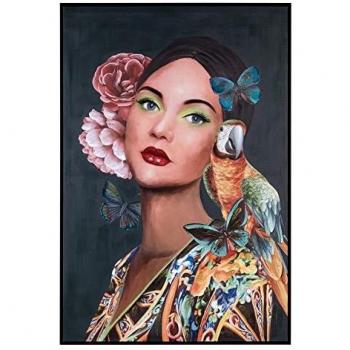 LOLAhome Cuadro Pintura de Mujer en Lienzo Enmarcado de 80x120 cm