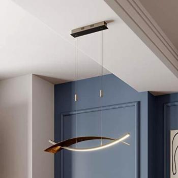 Lámpara colgante LED Marija, curvada, negra, de metal, 1 llama, moderna para salón y comedor