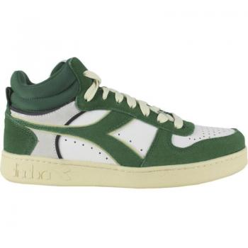 Zapatilla Icónica Diadora Magic Basket Demi Cut Suede Leather Verde-Beige