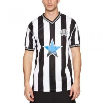 Score Draw Official Retro Newcastle - Camiseta para hombre, tamaño S, color negro / blanco