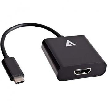 Adaptador de Conexión V7 USB-C Macho a HDMI Hembra, Modelo V7UCHDMI-BLK-1E, Color Negro