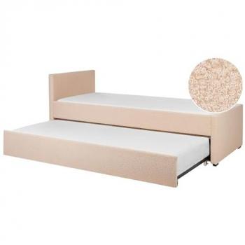 Cama nido glamurosa de bouclé rosa melocotón con somier 80 x 200 cm Marmande