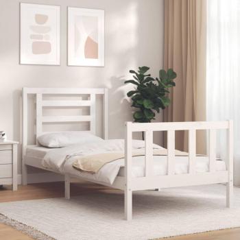 Cabecero de cama blanco de madera maciza única Vidaxl