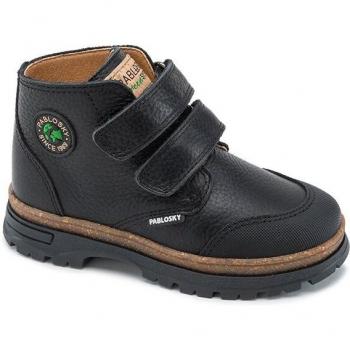 Botines de niño Pablosky de piel negro 507013 con cierre adherente