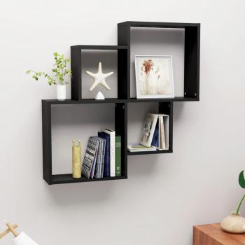 Estante de cubo de pared en madera contrachapada, dimensiones 80x15x78.5 cm, disponible en blanco, negro y gris, ideal para mueble de almacenaje en oficina, estudio o dormitorio