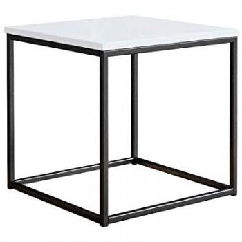 Mesa de café Germantown 106, Aglomerado laminado, Angular, Blanco brillante y Negro mate, 40x40x40cm