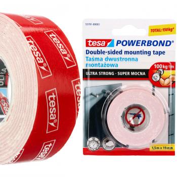 Cinta adhesiva de doble cara Tesa Power Bond Ultra Fuerte 1,5 m x 19 mm transparente para montaje interior y exterior