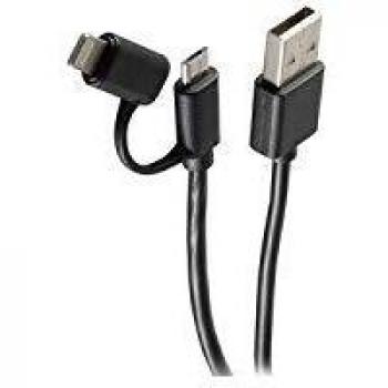Cable de carga y sincronización USB 2 en 1 Shiverpeaks, Micro + Lightning, 1 m