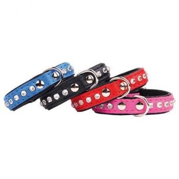 Collar de Piel para Perros con Adornos Brillantes Ibañez Talla 3 Rojo