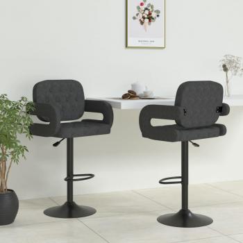Taburetes de Bar de Tela Gris Oscuro - 2 Piezas, Diseño Moderno, Estructura Resistente, Asiento Acolchado para Comodidad, Ideal para Cocina y Barra