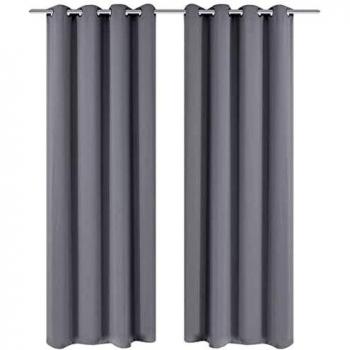vidaXL 2X Cortinas Opacas Oscurecedora Separador de Anillas Grises 135x245cm