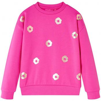 Sudadera Infantil con Estampado de Flores en Rosa Oscuro Talla 92
