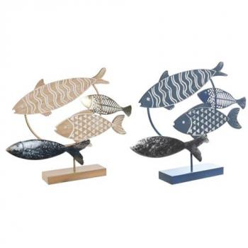Figura Decorativa DKD Home Decor 53 x 9 x 45 cm Natural Azul Dorado Espirales Mediterráneas (2 Unidades)