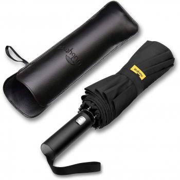 Paraguas Plegable Paraguas Automático Hombre Paraguas de Viaje con 10 Varillas Negro MUBYTREE
