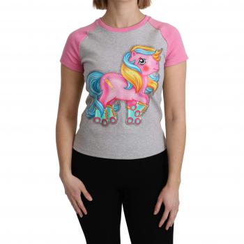 Gray and Pink Cotton T-shirt My Little Pony Top - Moschino - Size IT36 | XS - Female, Crew Neck, 3XS