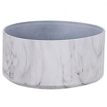 Maceta Redonda Efecto Mármol Blanco 35 cm para Interior y Exterior, Diseño Moderno, Resistente a Rayos UV
