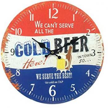 Reloj de Pared Signes Grimalt MDF 34 x 4 x 34 cm, Peso 415 g, Colección Vino y Cerveza
