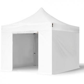 Carpa Plegable 3x3m Profesional Aluminio 40mm con Laterales Sin Ventana, Blanca