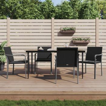 5-Piece Garden Dining Set with Cushions in Poly Rattan and Steel