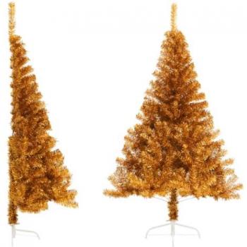 vidaXL Artificial Half Christmas Tree with Stand Gold 120 cm PET