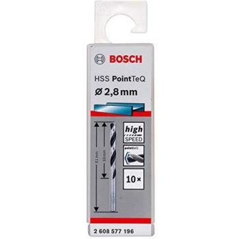 Bosch Professional 10 brocas helicoidales HSS PointTeQ, para metal, 2.8 x 33 x 61 mm, accesorio de taladro