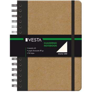 Cuaderno Nature Espiral con Goma A5 96 Hojas Liso