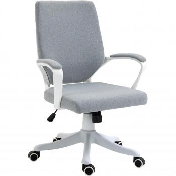 Vinsetto Silla de Oficina Giratoria Ergonómica Altura Ajustable Reposabrazos Acolchado Soporte Lumbar Carga 120 kg 62x69x92-100 cm Gris