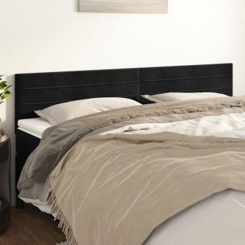Cabecero 2 Piezas Terciopelo Negro 90x5x78/88 cm