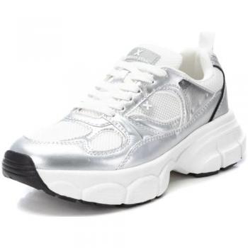 Zapatillas Deportivas de Mujer XTI 143260 Plata con Cordones y Suela Gruesa Talla 40
