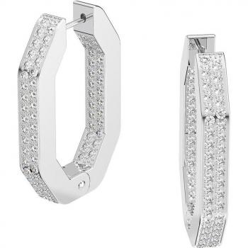 Swarovski Dextera Silver Octagon Hoop Earrings