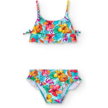 Bikini con volantes de niña estampado flamencos