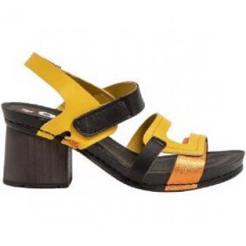Sandalias de piel Art 1875 multicolor para mujer - Altura tacón 6.5cm, modelo Nappa Multi Yellow/I Wish