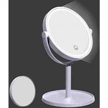 Kasimir Espejo Maquillaje con Luz LED Aumento 5X Espejo de Maquillaje Táctil Ultra Alta Definición Profesional Espejo Cosmético Plegable Espejos - Rotación Ajustable de 360°blanco