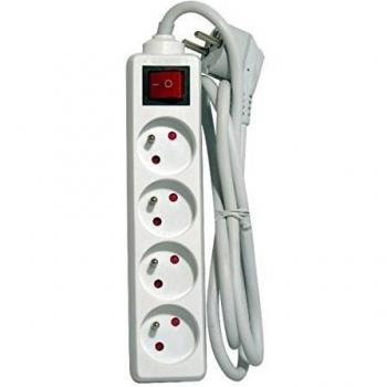 Regleta con interruptor de 4 tomas, 16A - 1,5m