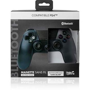 Controlador Inalámbrico Negro y Plata Compatible con PS4 con Conexión para Auriculares 3.5mm