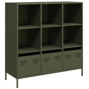 Aparador acero verde oliva 101,5x39x103,5 cm