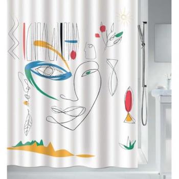 Cortina de Baño Faces 100% Poliéster Multicolor 180x200 cm