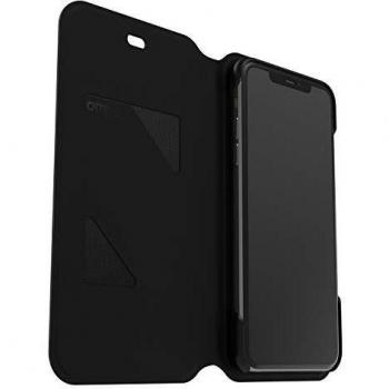 Funda para iPhone 11 Pro Max OtterBox Strada Via, resistente a golpes y caídas, fina, tacto suave, tapa folio con slot para tarjetas, Testada 2x con los estándares Militares anticaídas, Negro