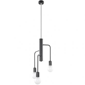 Lámpara Suspendida Duomo 3m E27 Acero Negro con 3 Bombillas LED