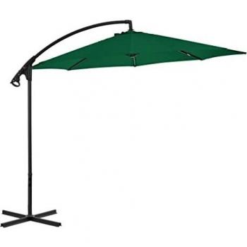 vidaXL Sombrilla Voladiza Barra de Acero 300 cm Verde Parasol Paraguas Jardín