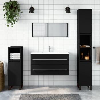 Mueble de baño con espejo negro de madera multicapa y madera de ingeniería negra